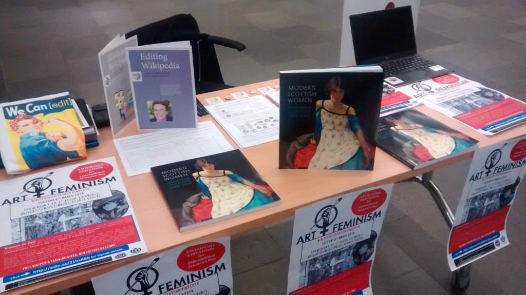 Stall in main Library for promoting Art+Feminism editathon